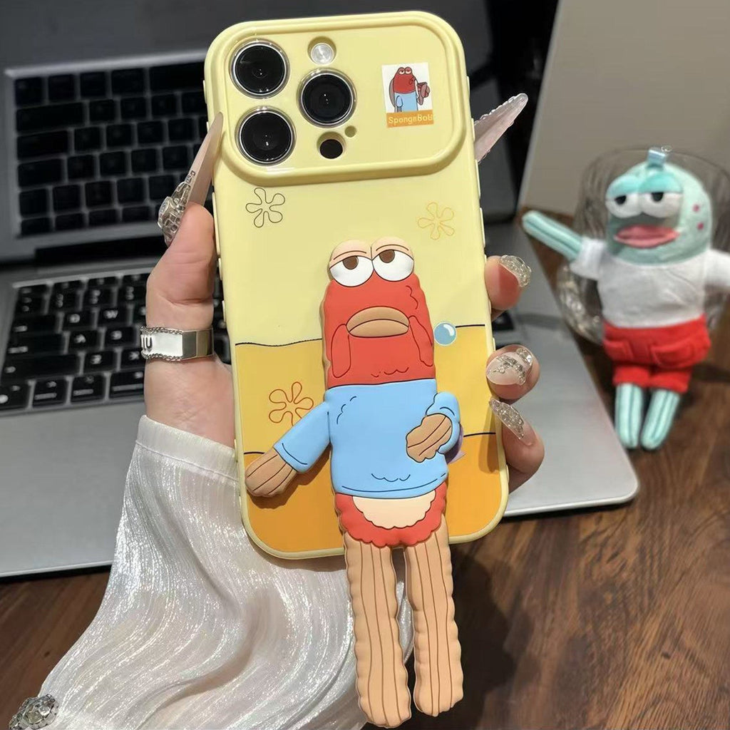 Debbie Fish Grip Tok Holder for iPhone 16 Pro Max 15 14 Plus 16E 14 13 Mini 12 11 XR 7 8 SE Dazzle Lustre Lining Hard Phone Case