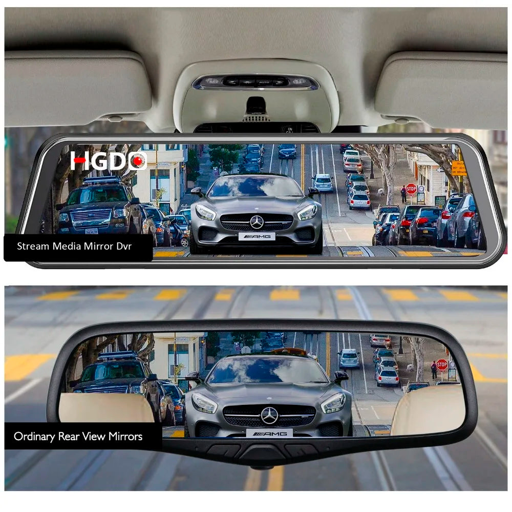 HGDO 10" WIFI Dash Cam Video Recorder Rear View Camera  Mirror FHD 1080P Car DVR Night Vision Auto Driving Recorder Mount Dvrs