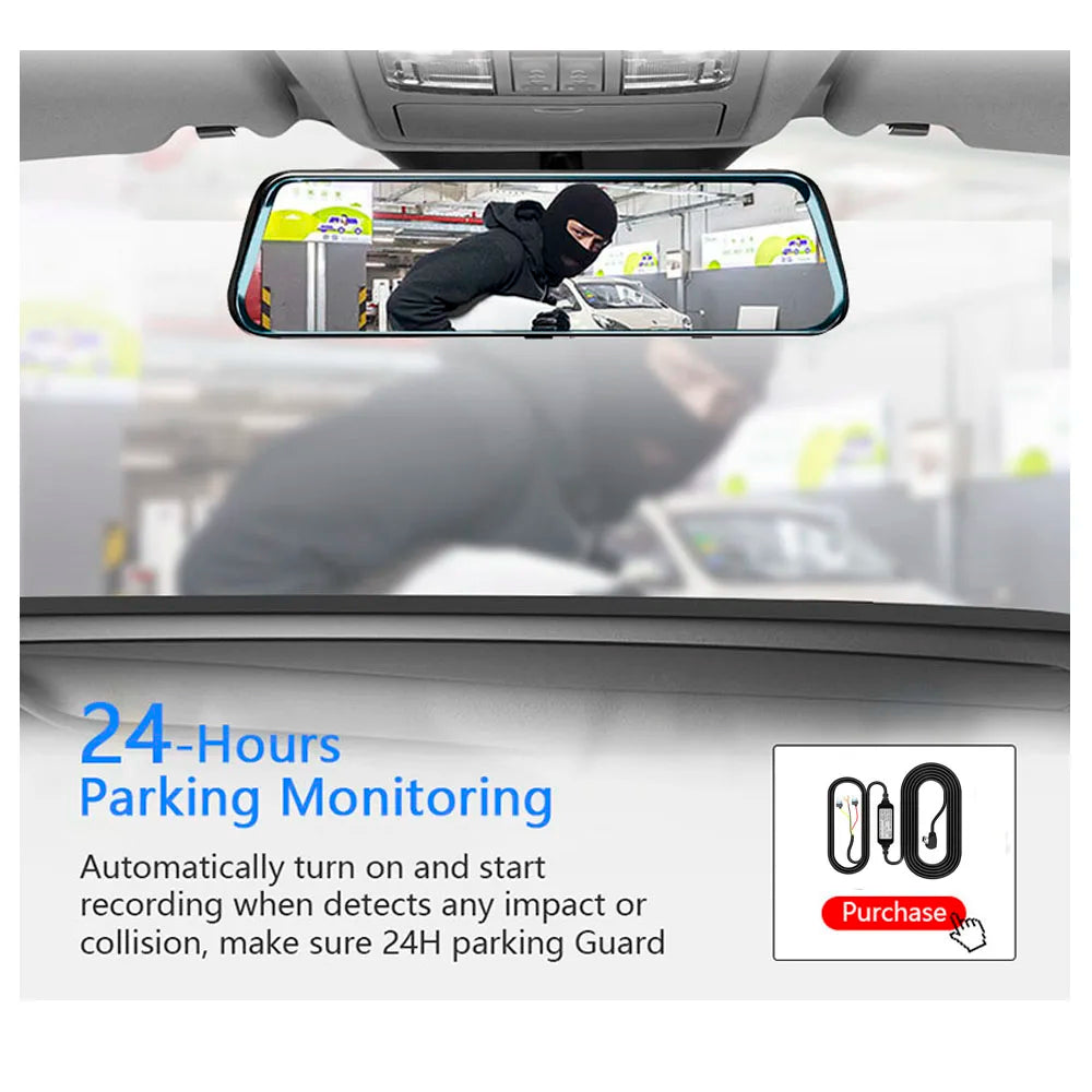 HGDO 10" WIFI Dash Cam Video Recorder Rear View Camera  Mirror FHD 1080P Car DVR Night Vision Auto Driving Recorder Mount Dvrs