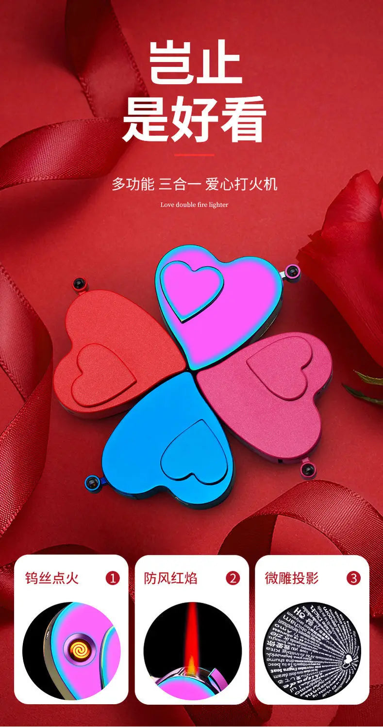 New 520 Love Electric Dual-Use Windproof Lighter for Boys Valentine's Day Gift Boyfriend