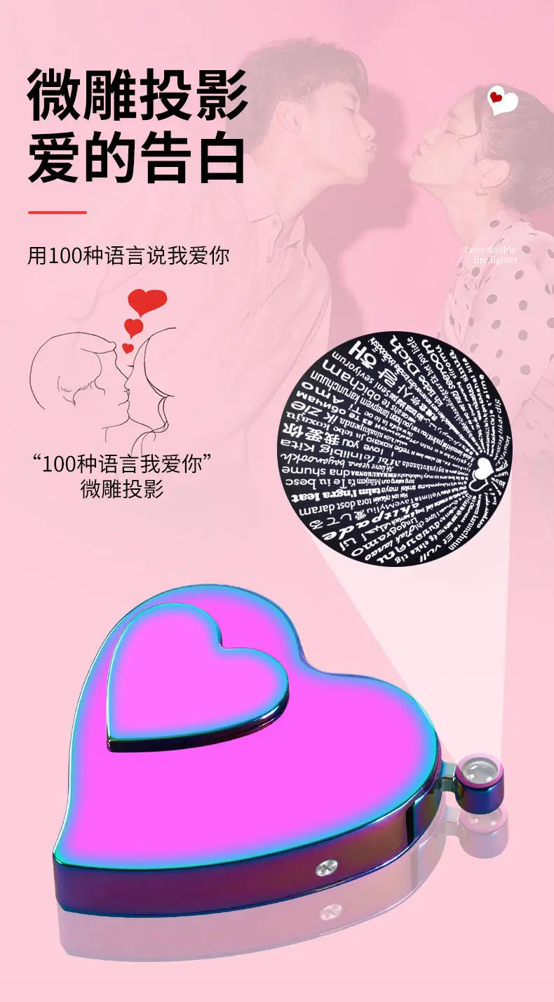 New 520 Love Electric Dual-Use Windproof Lighter for Boys Valentine's Day Gift Boyfriend