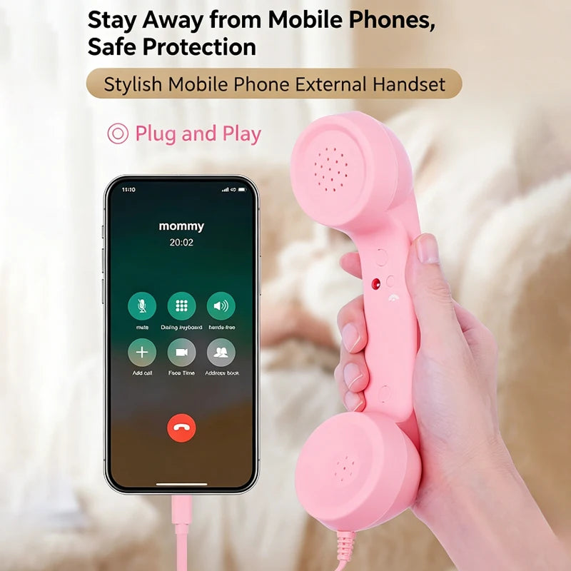 3.5mm/Type-C Retro Phone Handset, Radiation Proof Telephone Handset Cell Phone Receiver with Mic, for Cell Phones, Smartphone