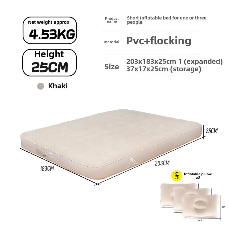MOUNTAINHIKER New Interior Air Mattress Glamping Mats PVC Inflatable Sleeping Mattress 1/3 Person Camping Bed Mat Built-in Pump