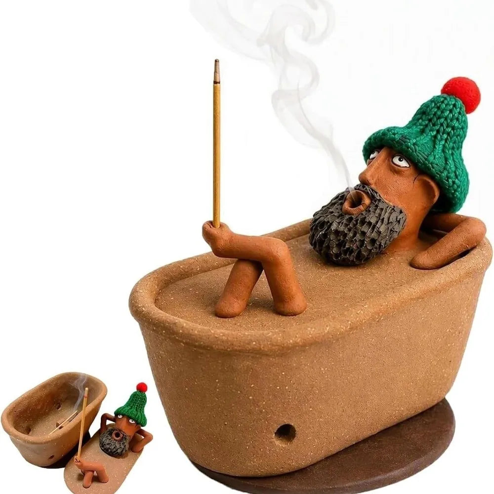 Funny Bath Man Incense Burner Desk Ornaments Creative Aromatherapy Incense Holder Resin Home Decor Bathtub Incense Holder
