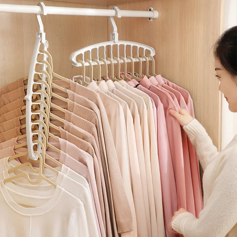 9-Hole Foldable Clothes Hangers Plastic Heavy Duty Space Saving Organizer Hangers For Clothes Home Closet Wardrobe Hanger