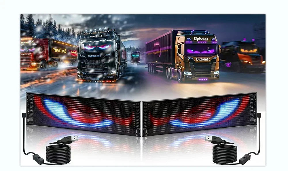 LED Truck Devil Eye Matrix Pixel Panel Remote App Control Soft Lighting Graffiti Scrolling DIY Programmable Flexible Screen