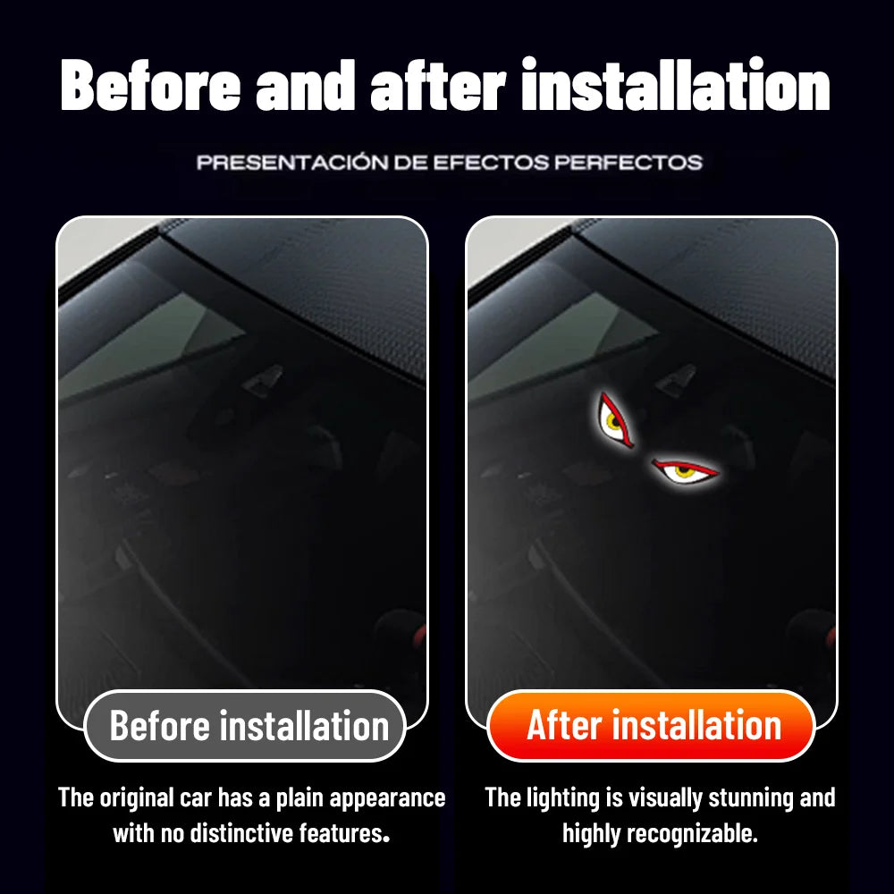Solar Powered Car Neon Light Wireless Cool DEMON EYE Led Ambient Light Suction Cup USB Rechargeable Atmosphere Breathing Lamp