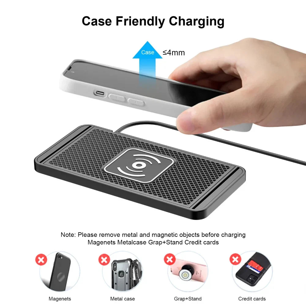 New Car Universal Wireless Charging Anti-skid Pad Charging Board Suitable Quick Charge Adapter Qi for Phone