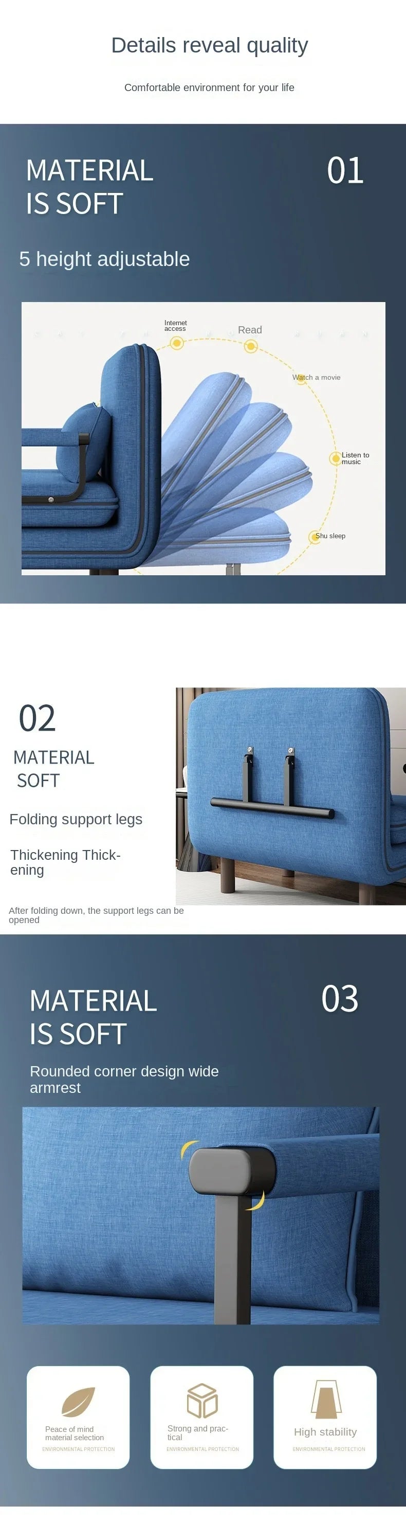 Modern Simplicity Metal Frame Folding Sofa Bed Dual-Purpose Study Lunch Break Two-in-One Single Sofa Bed