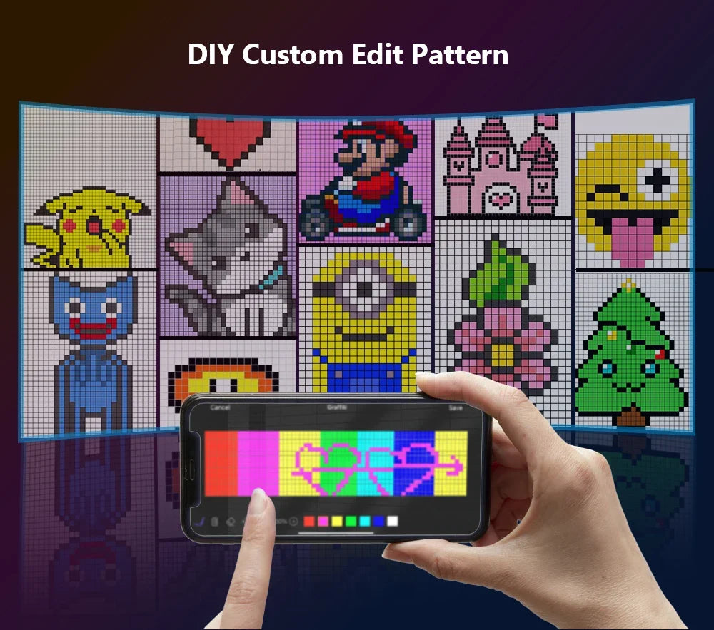 LED Truck Devil Eye Matrix Pixel Panel Remote App Control Soft Lighting Graffiti Scrolling DIY Programmable Flexible Screen