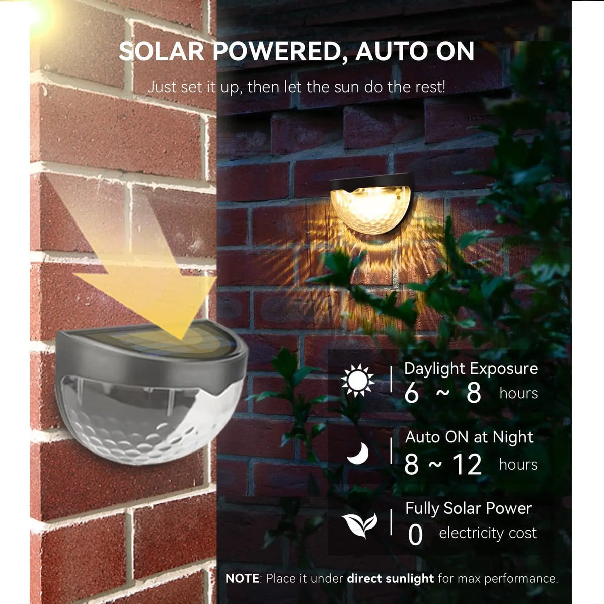 Solar LED Light Outdoor Solar Wall Lamp Garden Decor Waterproof Sunlight Lamp for Garden Street Landscape Balcony Decor Light