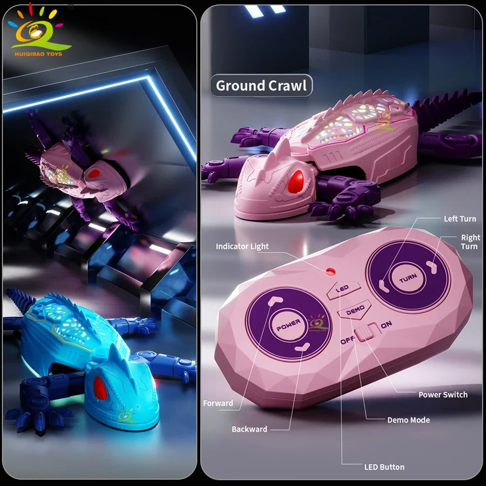 RC Electric Gecko Toy  Features Colorful Lights, Wall-Climbing Capability, and 360° Rotation—A Creative Gift for Kids