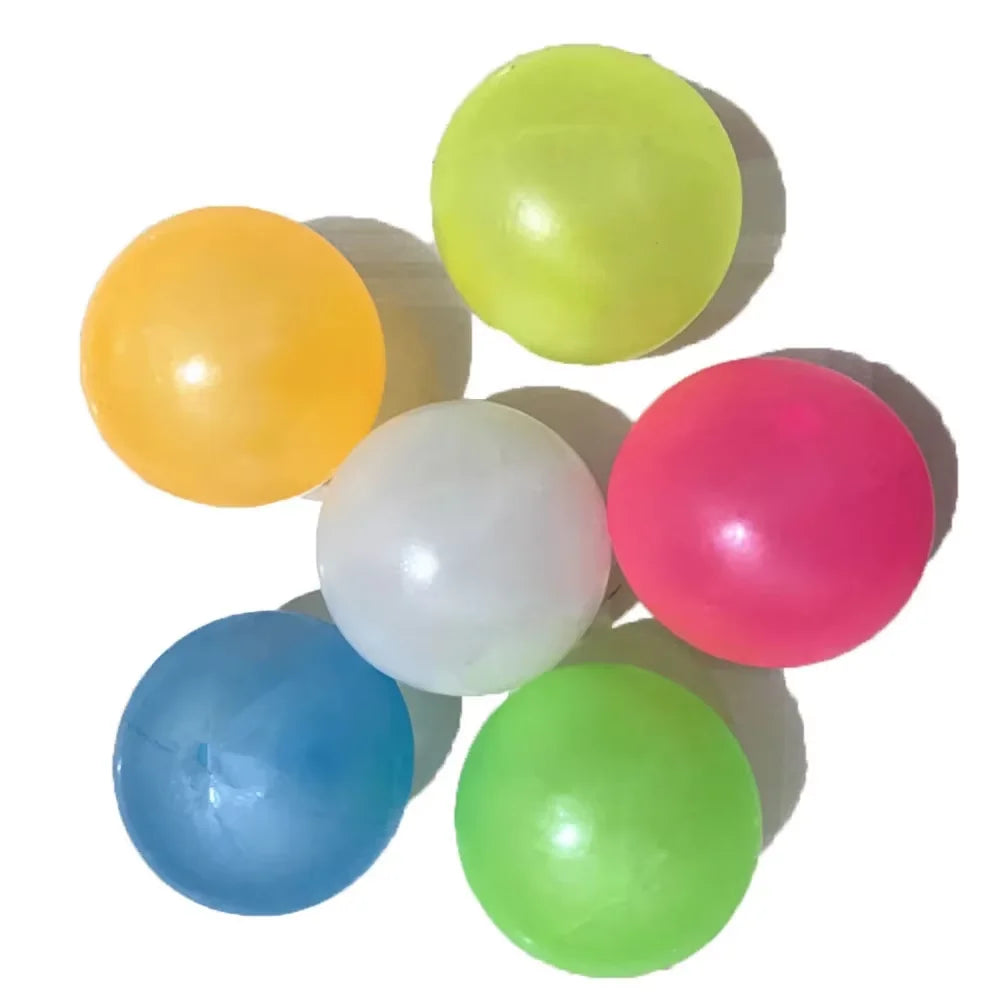 6cm Luminous Sticky Ball Toys Glow In The Dark Sticky Dark Ceiling Wall Balls Decompression Squeeze Toy For Kids Adults Gifts