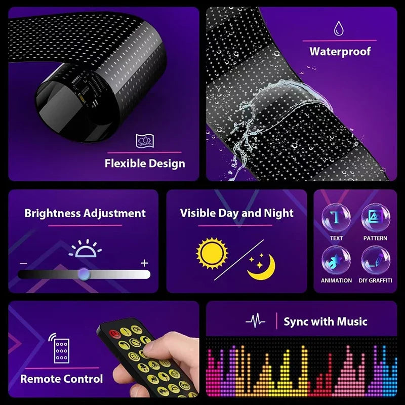 LED Truck Devil Eye Matrix Pixel Panel Remote App Control Soft Lighting Graffiti Scrolling DIY Programmable Flexible Screen