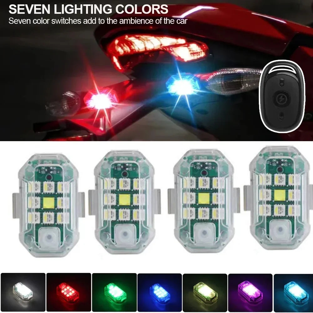 2Pc Remote Motorcycle Car Lights RC Drone LED Flash Wireless Light RC Fix Wing Aircraft Airplane Helicopter Warning Lights