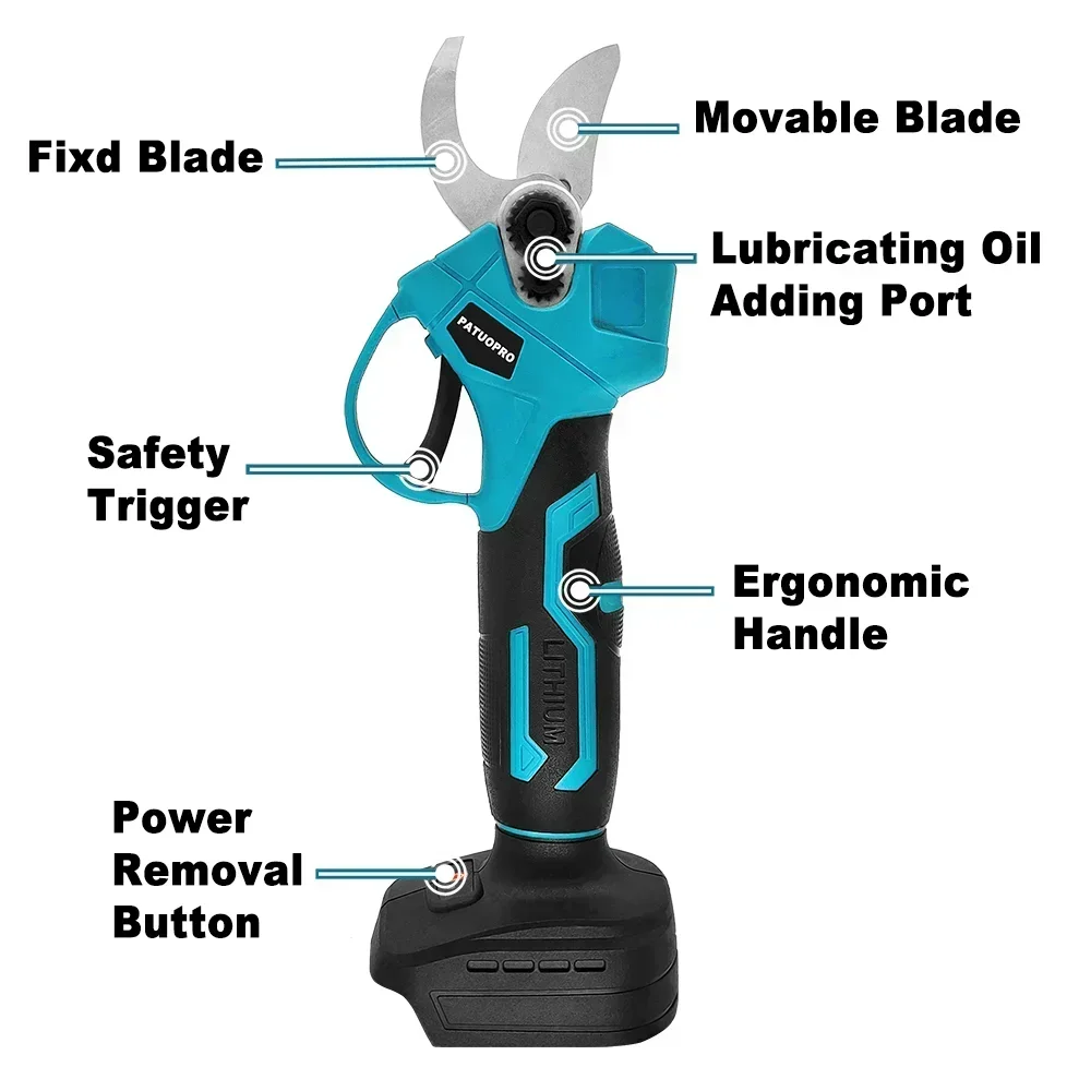 30mm Cordless Brushless Electric Pruning Shears (for Makita 18V batteries) – Power tool for pruning trees and bonsai branches.