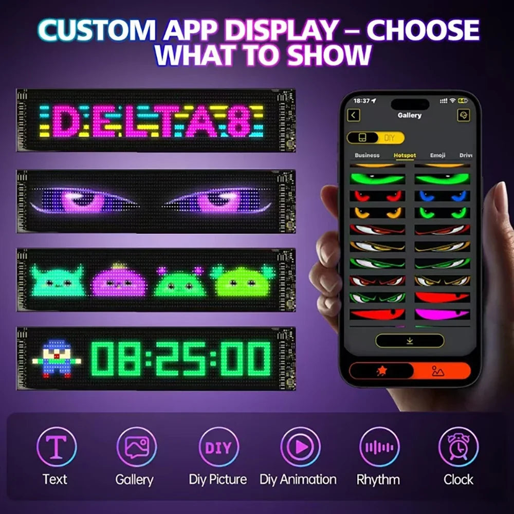 LED Truck Devil Eye Matrix Pixel Panel Remote App Control Soft Lighting Graffiti Scrolling DIY Programmable Flexible Screen