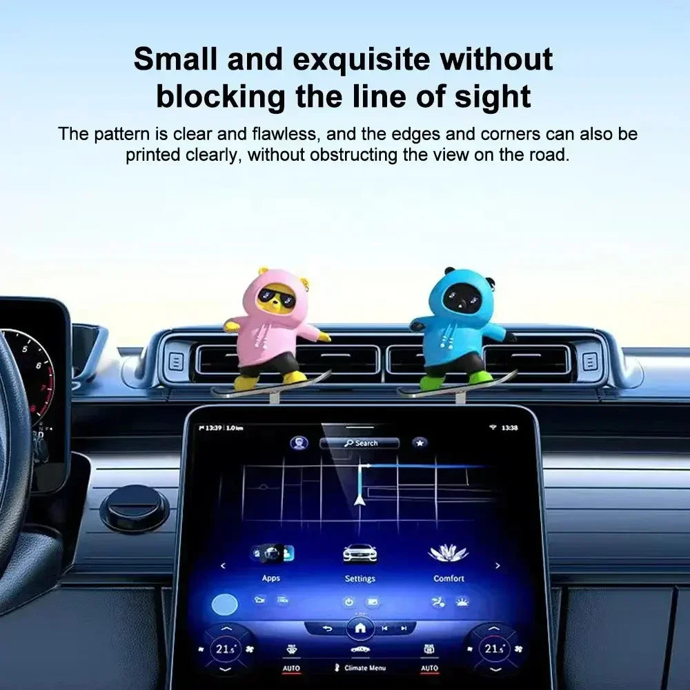 DOXINGYE Car Ornament Car Center Console Ornaments Mini Cartoon Skateboard Bear Decorations Auto Interior Decor Accessories