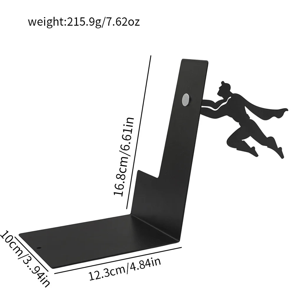 Superhero Bookend,Floating Bookshelf for Kids Wall Decore Funny Bookends Bookshelf for Book Lovers