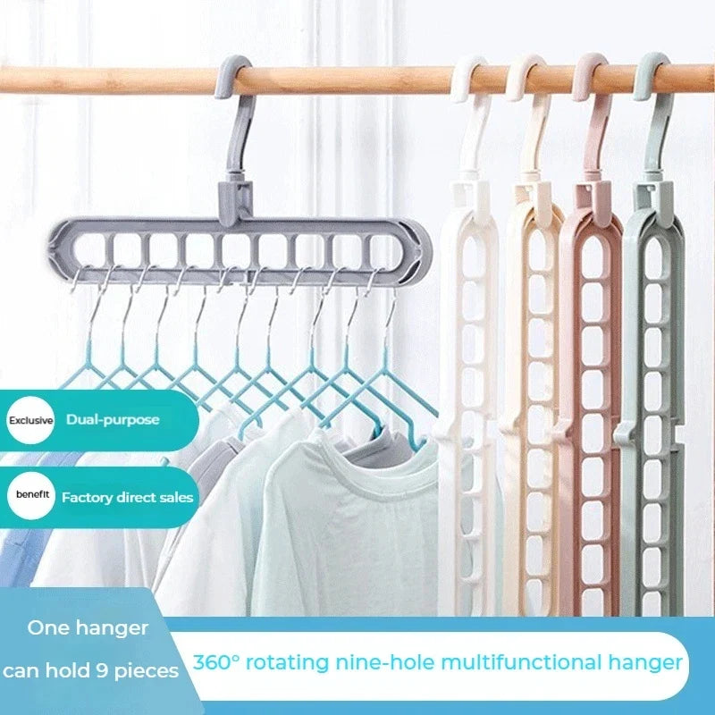 9-Hole Foldable Clothes Hangers Plastic Heavy Duty Space Saving Organizer Hangers For Clothes Home Closet Wardrobe Hanger