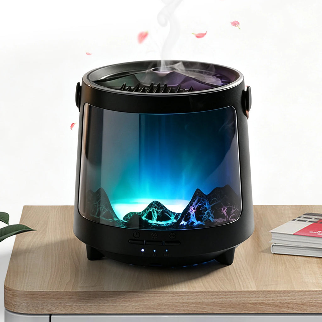 Aromatherapy Diffuser Cool Mist Humidifier 300ml Aurora Night Light 7 Color LED Quiet Bedroom