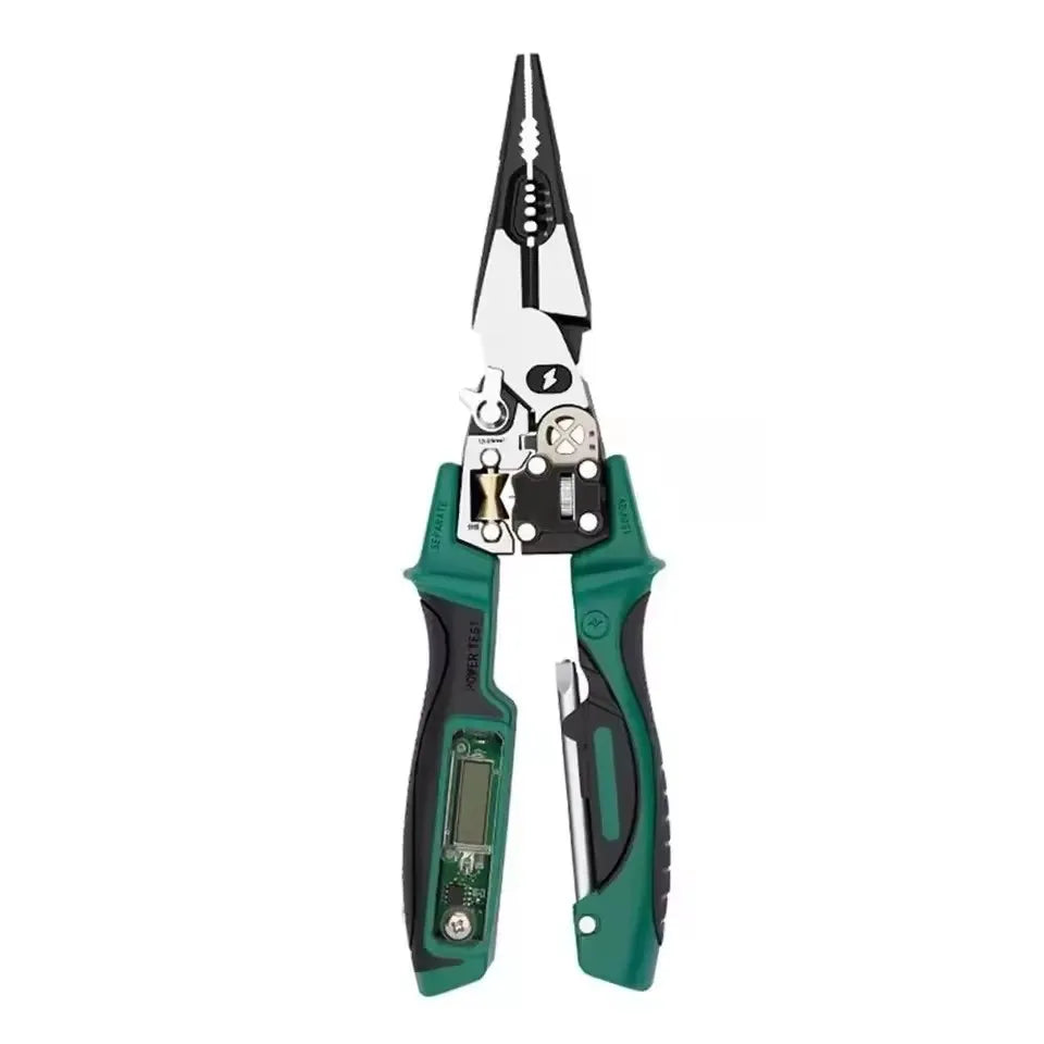 Multifunctional Alloy Steel Electrician Tool Set, Wire Stripper, Diagonal & Needle Nose Pliers with Voltage Tester