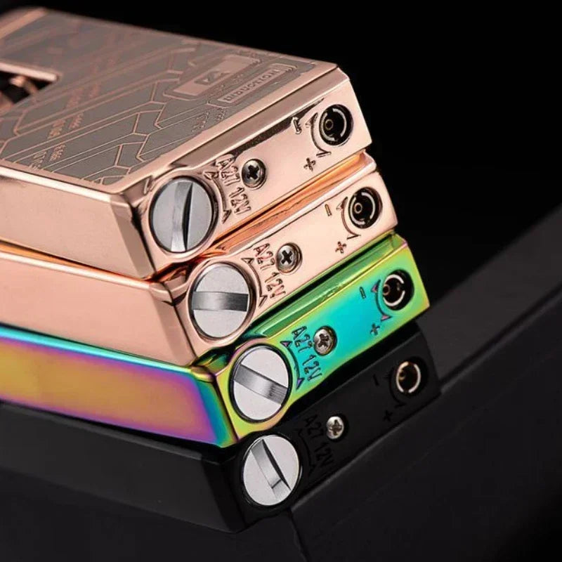 Metal Induction Windproof Red Jet Flame Butane Gas Lighter Creative Touch Roller Battery Ignition Smoking Accessories Gadgets
