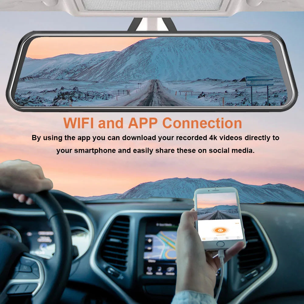 HGDO 10" WIFI Dash Cam Video Recorder Rear View Camera  Mirror FHD 1080P Car DVR Night Vision Auto Driving Recorder Mount Dvrs