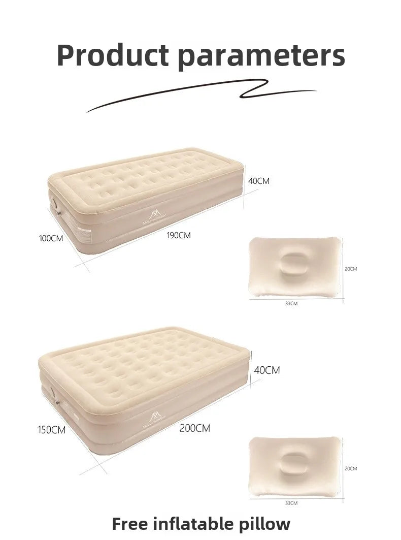 MOUNTAINHIKER New Interior Air Mattress Glamping Mats PVC Inflatable Sleeping Mattress 1/3 Person Camping Bed Mat Built-in Pump