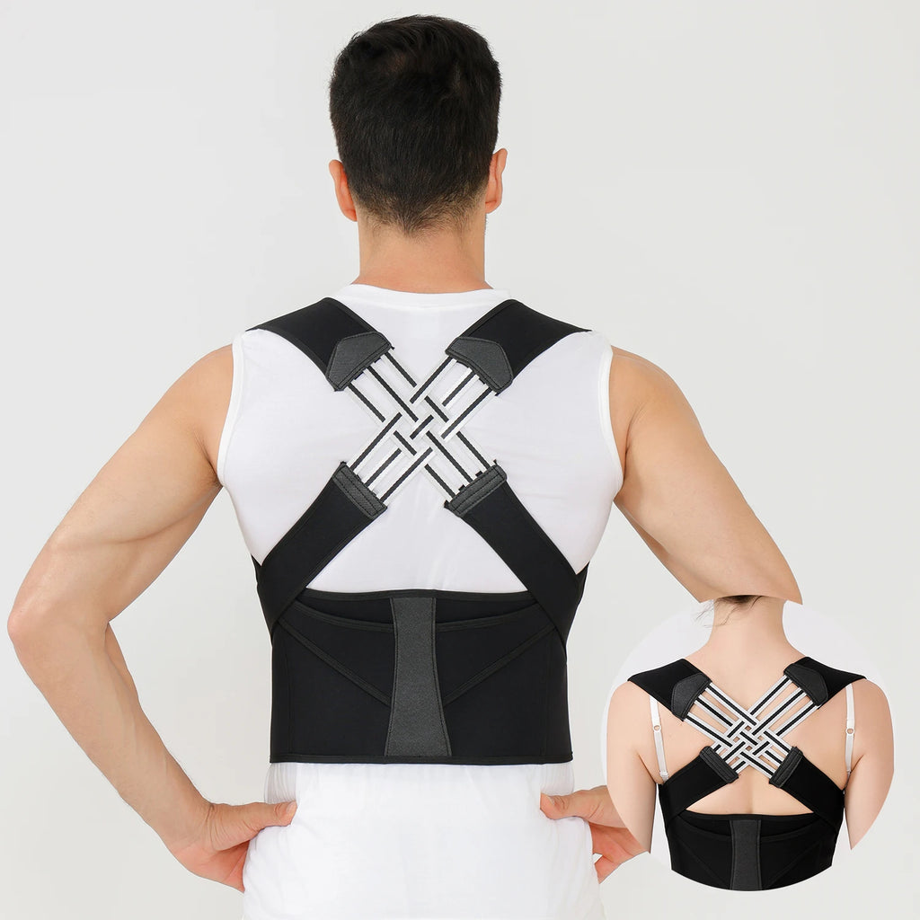 Posture Back Brace Adjustable Back Support Strap to Prevent Spinal Distortion and Hunchback Suitable for Men and Women