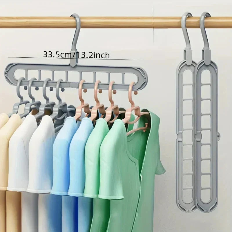 9-Hole Foldable Clothes Hangers Plastic Heavy Duty Space Saving Organizer Hangers For Clothes Home Closet Wardrobe Hanger