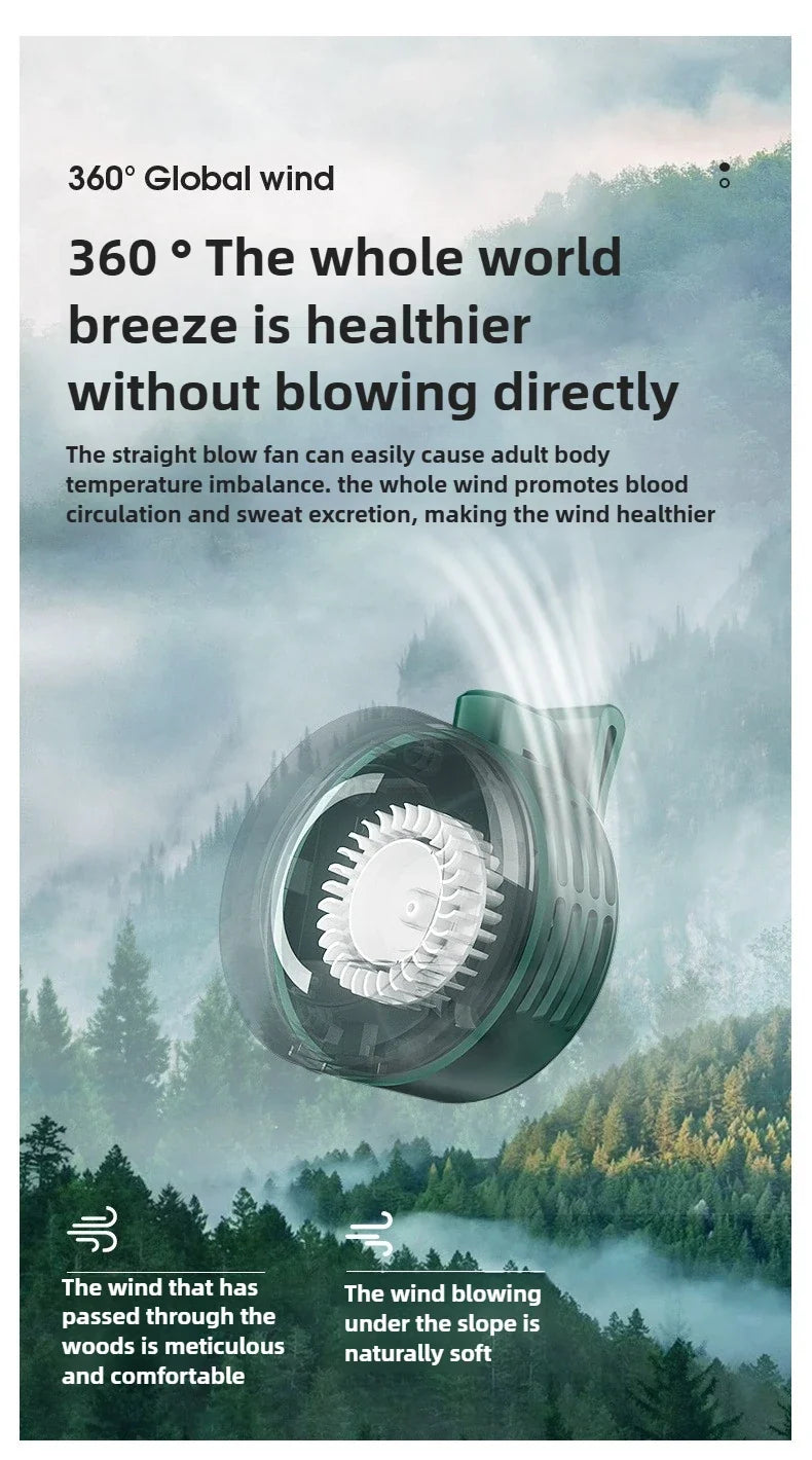 Mini Clip Fans Hanging Waist Neck Fan Girl Electric Air Cooling Fan 900mah USB Leafless Fan 3 Speeds Portable Cooler Air