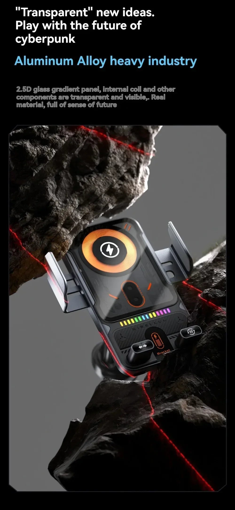 Car Unicersal Air Vent Electric Rotating Opening Closing Phone Holder 15W Wireless Charger Dual Coil Smart Phones Fast Charging