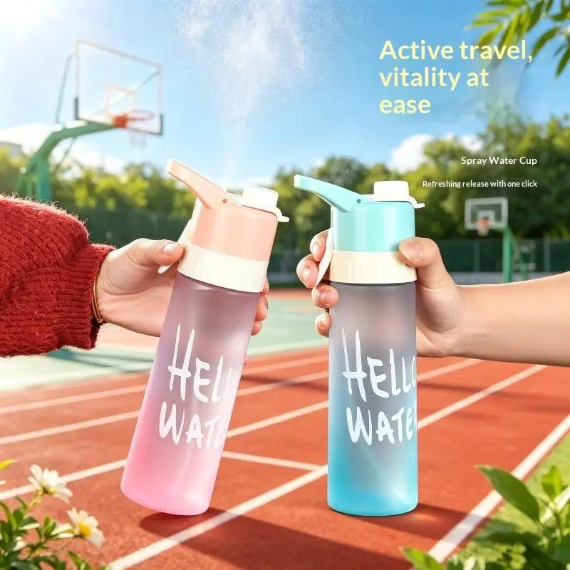 @*Gradient Frosted 650ML Large Capacity Spray Water Bottle Portable BPA Free for Hiking Cycling Outdoor Sports