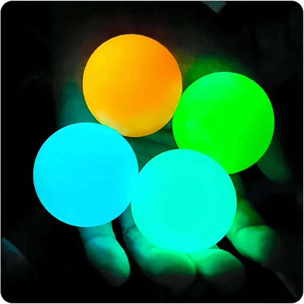 4pcs Glow in the Dark Bouncy Balls Rubber Stress Relief Toys for Kids Birthday Party Favor Valentine Gifts Classroom Prizes