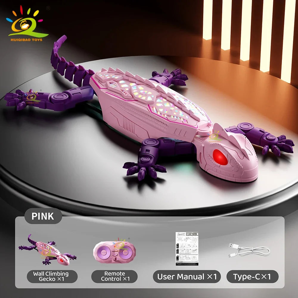 RC Electric Gecko Toy  Features Colorful Lights, Wall-Climbing Capability, and 360° Rotation—A Creative Gift for Kids