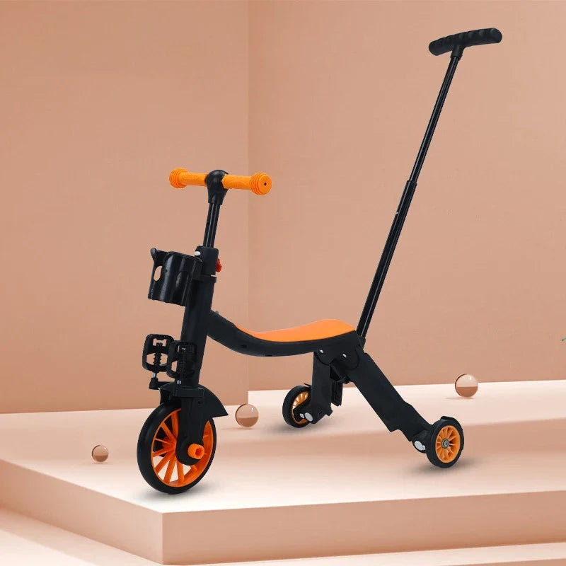 Multifunction Kick Scooter Height Adjustable For Kids Boys Girls Cycling Bicycles Foot Scooters With Push Handle,Pedal 3 In 1