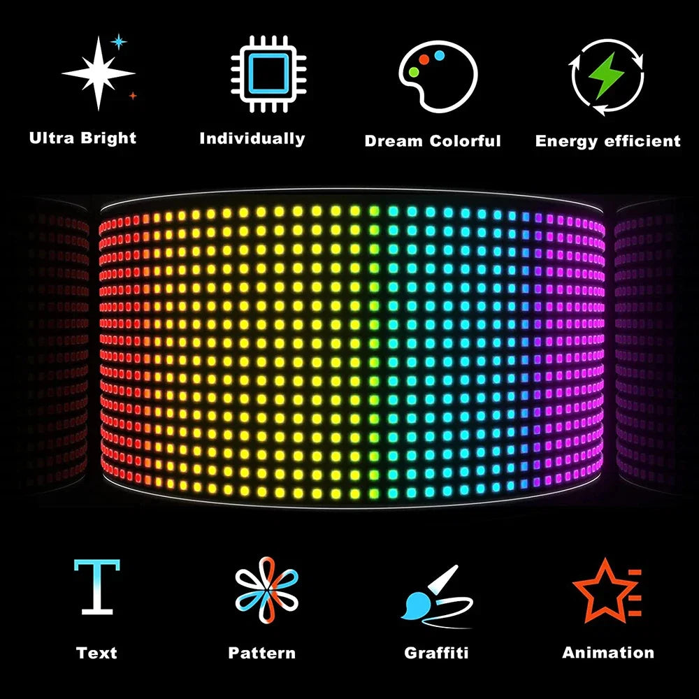LED Truck Devil Eye Matrix Pixel Panel Remote App Control Soft Lighting Graffiti Scrolling DIY Programmable Flexible Screen