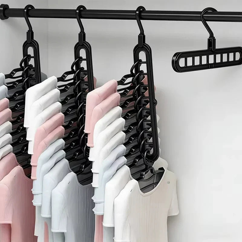 9-Hole Foldable Clothes Hangers Plastic Heavy Duty Space Saving Organizer Hangers For Clothes Home Closet Wardrobe Hanger