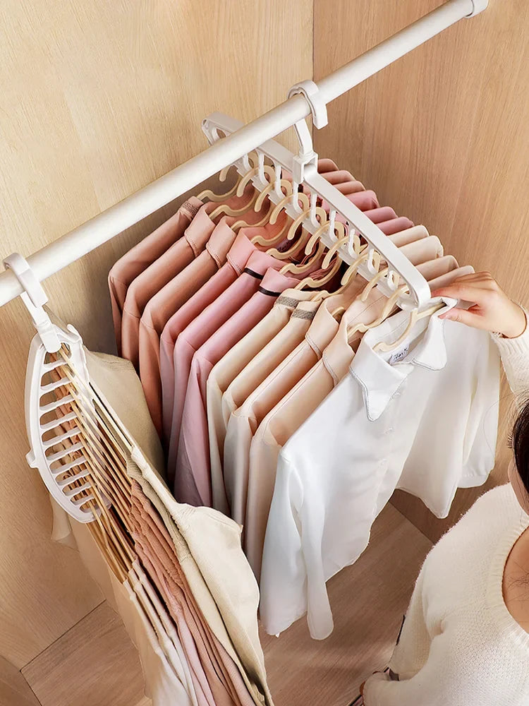 9-Hole Foldable Clothes Hangers Plastic Heavy Duty Space Saving Organizer Hangers For Clothes Home Closet Wardrobe Hanger