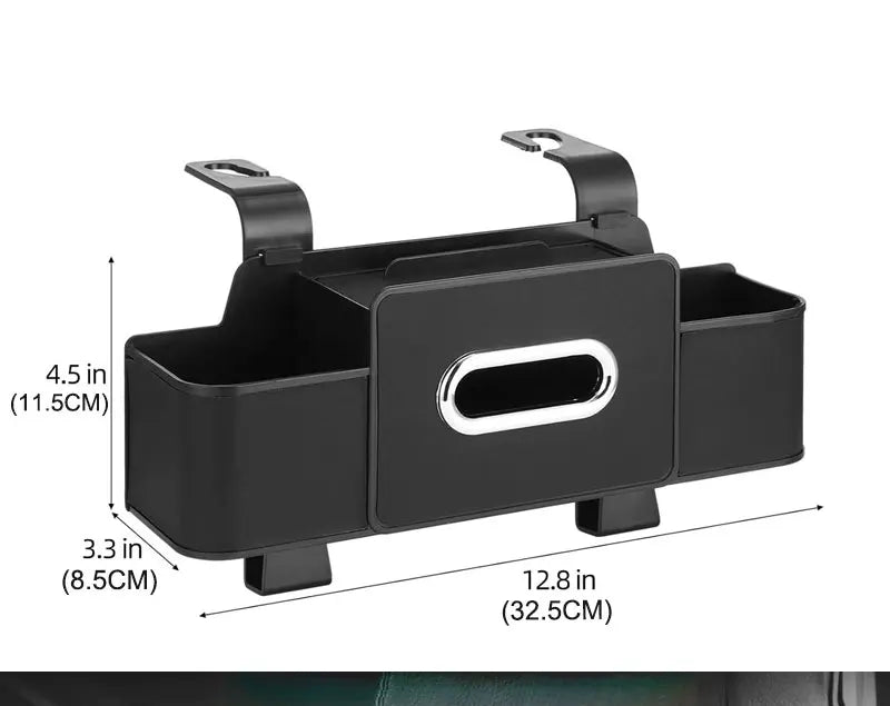Car Back Seat Organizer with 2 Drink Cup Holder-Tissue Box and Storage Box Hook-Multi-functional Storage-Great for Travel