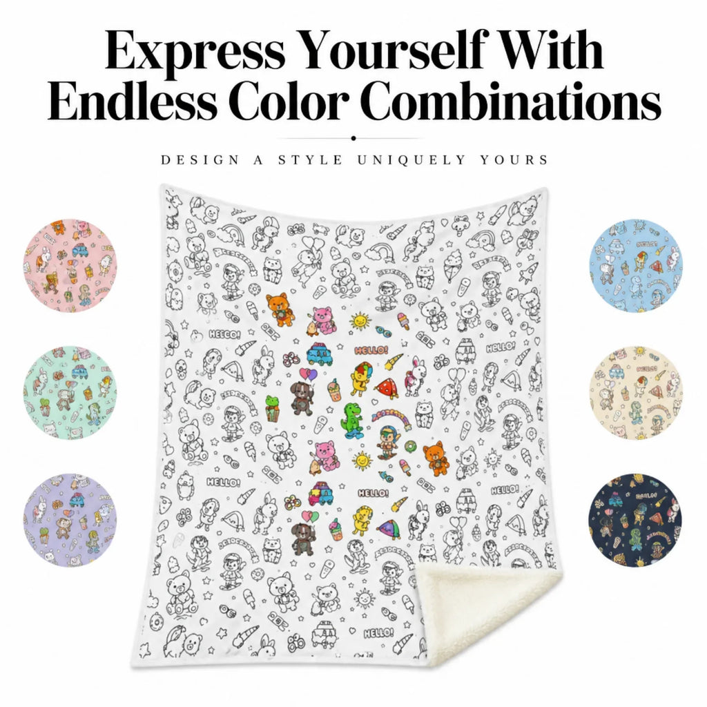 DIY Coloring Blanket Cute Animal Pattern Washable Fleece Throw Color Your Own Creative Stress Relief Gift For Adults Kids Teens