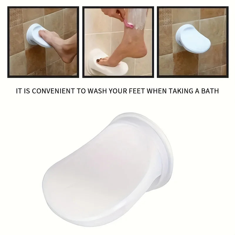 Plastic Shower Foot Rest With Suction Cup, Foot Pedal For Bathroom Shaving And Foot Care, Easy Install No-Drill Bath Accessory