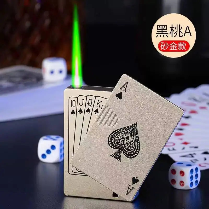 New Butane Gas Lighter Rotating Decompression Poker Windproof Inflatable Lighter Cigarette Accessories Men's Small Gift