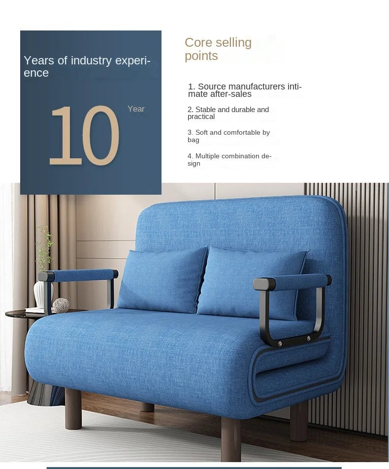 Modern Simplicity Metal Frame Folding Sofa Bed Dual-Purpose Study Lunch Break Two-in-One Single Sofa Bed