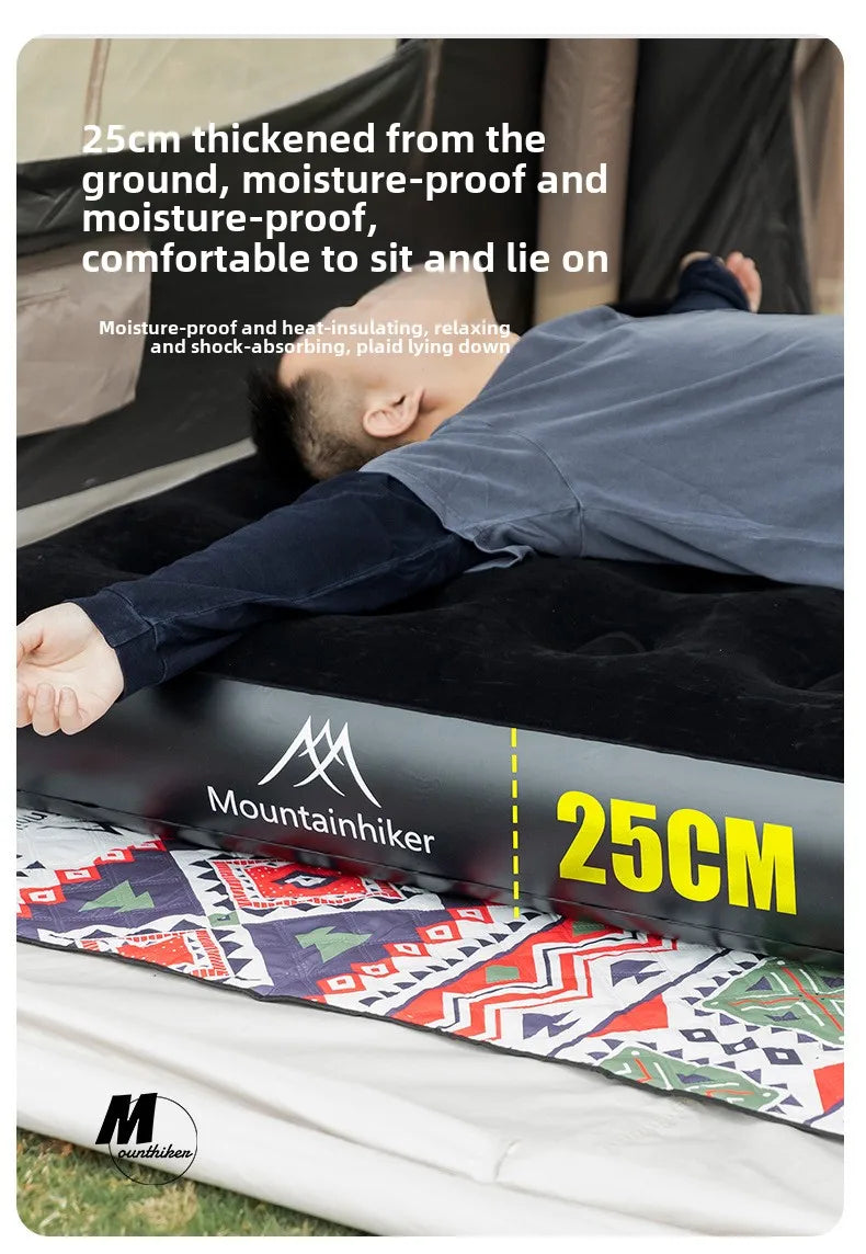 MOUNTAINHIKER New Interior Air Mattress Glamping Mats PVC Inflatable Sleeping Mattress 1/3 Person Camping Bed Mat Built-in Pump