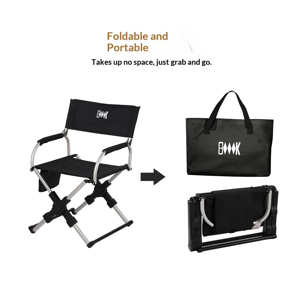 Outdoor Foldable Director Chair Aluminum Alloy Lightweight Camping Chair Portable Beach Fishing Hiking Picnic Seat Travel Furnit
