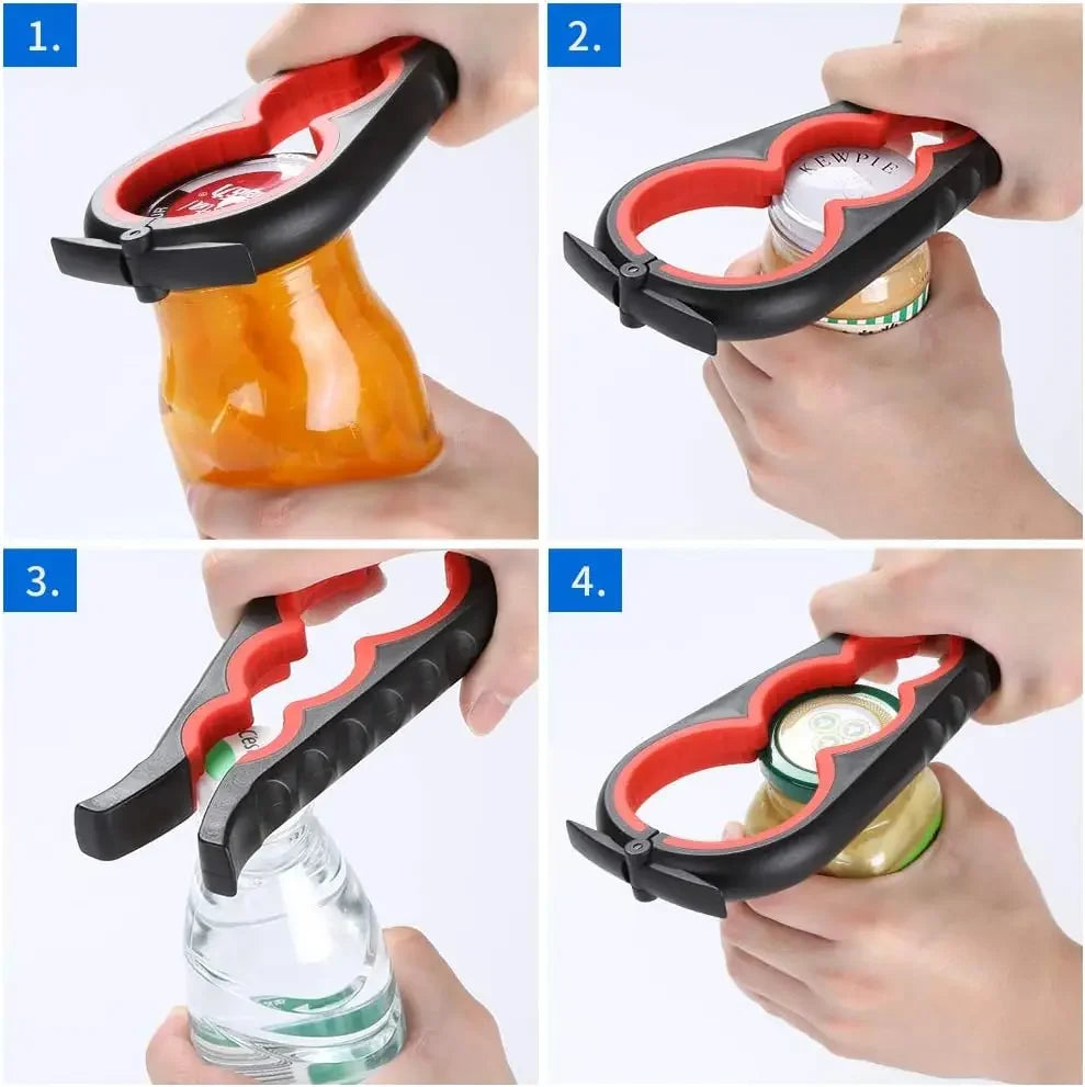 Universal 5-in-1 Jar & Bottle Opener Set for Weak Hands - Senior-Friendly Tool with Non-Slip Pad, Effortless for Arthritis Users