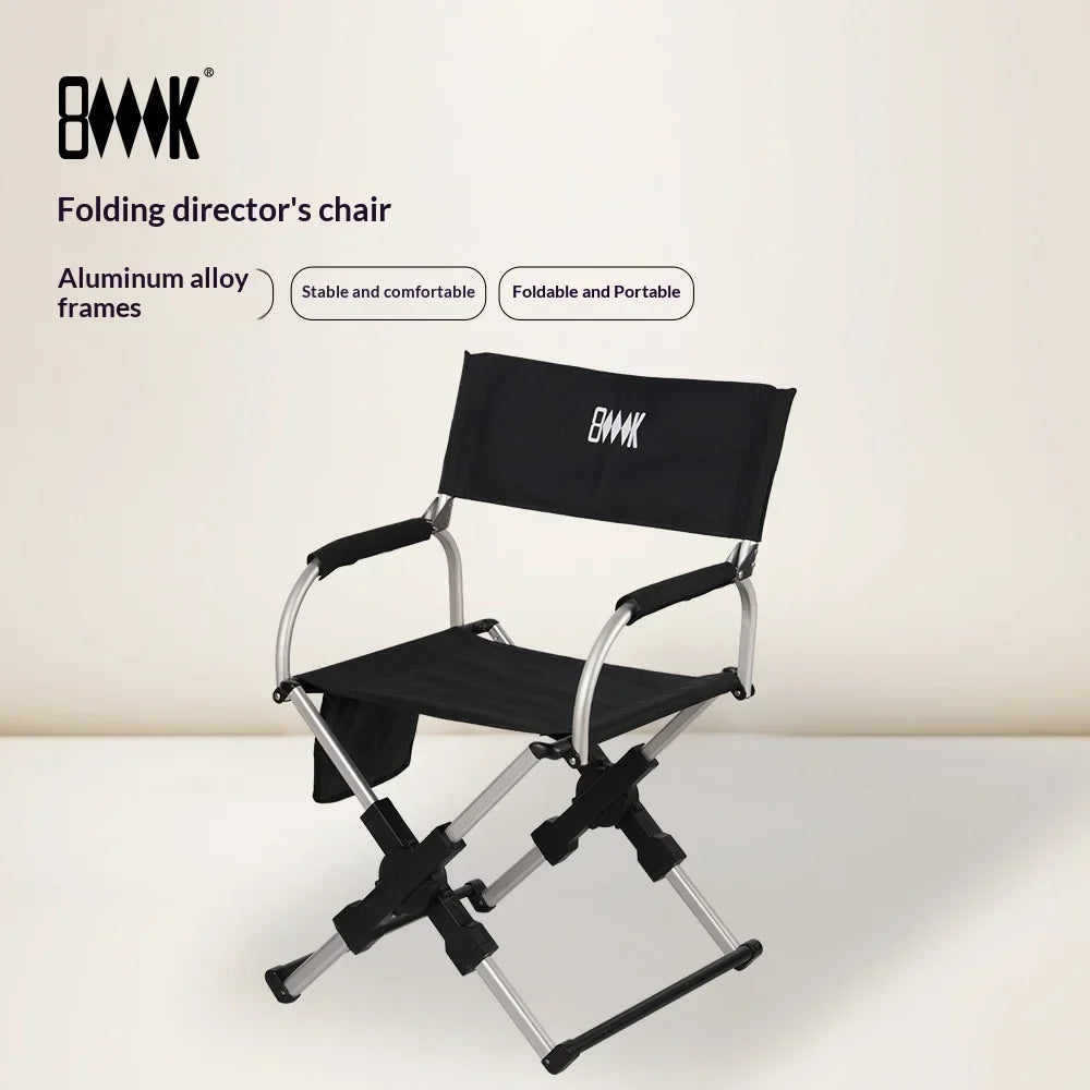 Outdoor Foldable Director Chair Aluminum Alloy Lightweight Camping Chair Portable Beach Fishing Hiking Picnic Seat Travel Furnit