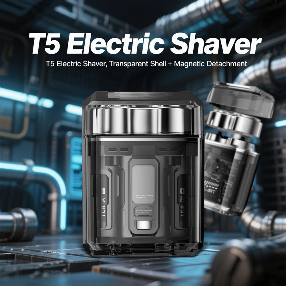 Electric Shaver、Transparent Body Rotary、Mini Portable Waterproof、IPX7 Wet Dry Electric、Travel Men Shaver